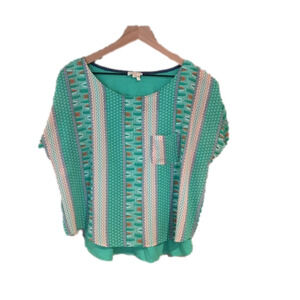 Anthropologie Meadow Rue Zane Layered Geometric Print Top Women’s Size S